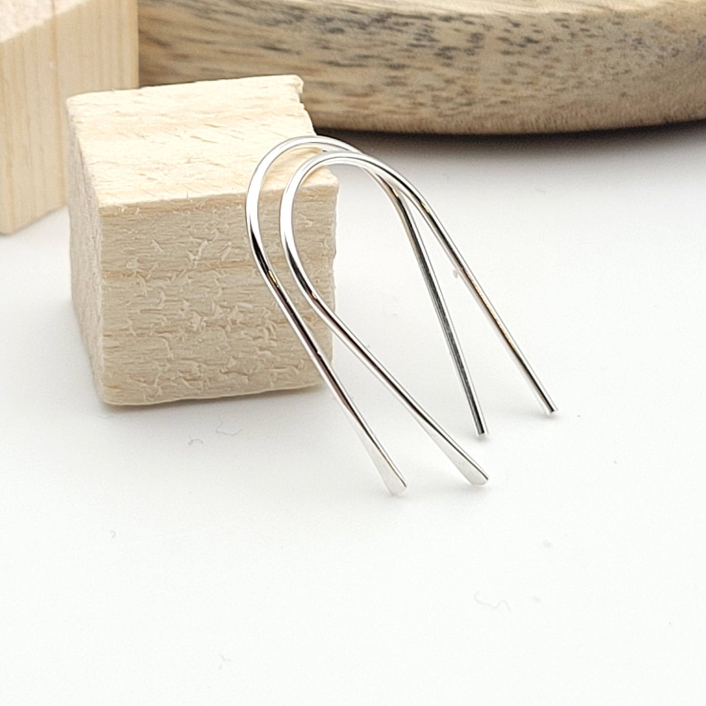 Modern Open Hoop Threader Earrings - Sterling Silver