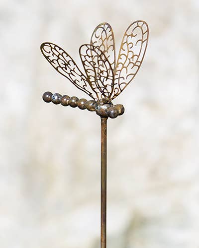 Flamed Openwork Dragonfly Garden Stake