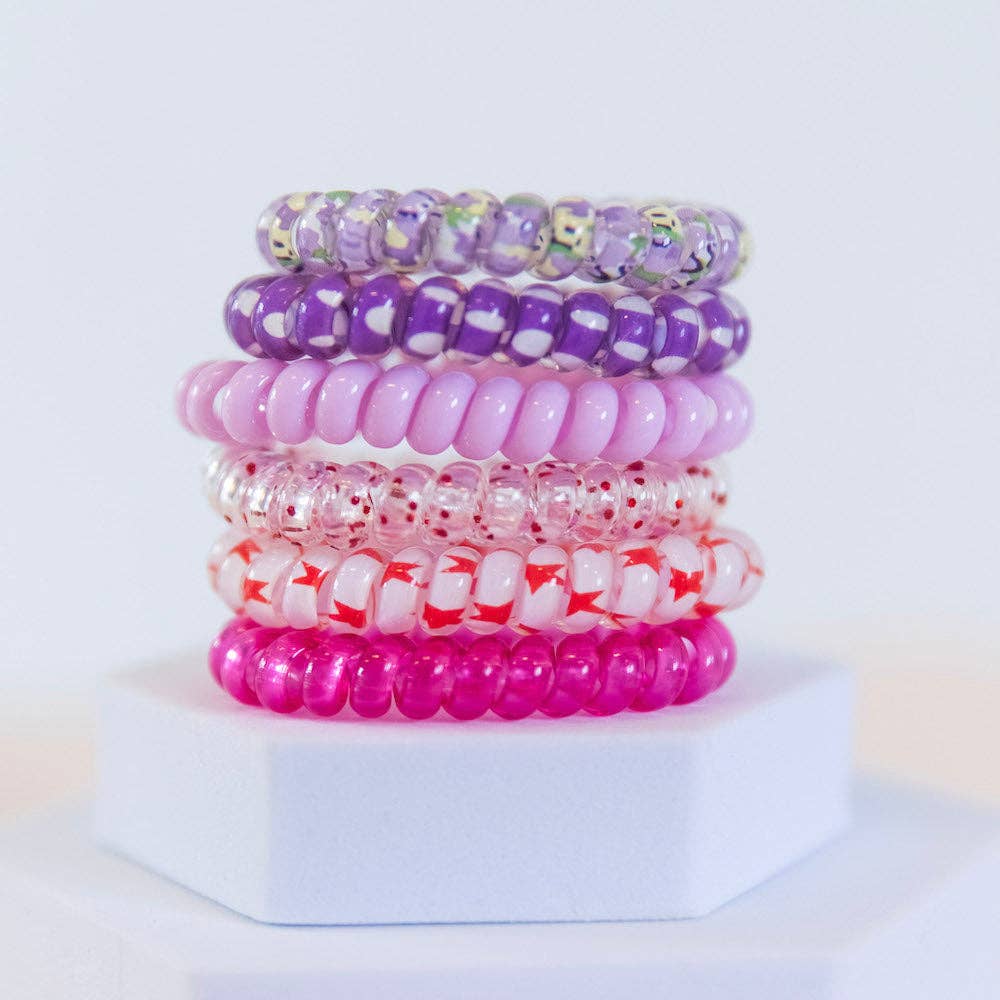 Hair Tie Set - Purple Prints