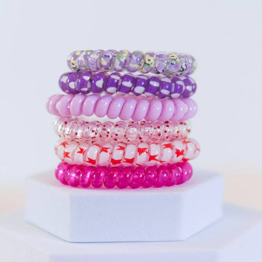 Hair Tie Set - Purple Prints