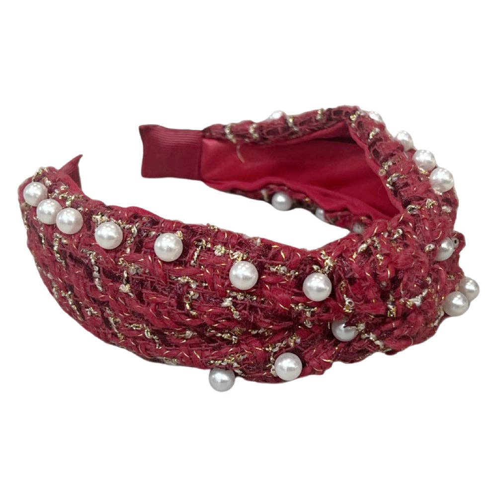 It Girl Pearl Headband - Red | Top Knot | Christmas Headband