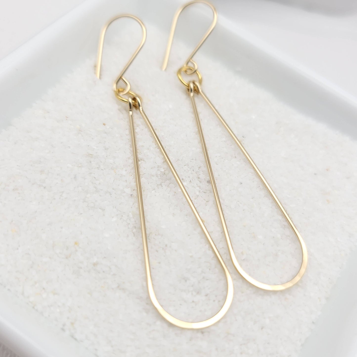 Long 14k Gold Hoops - Handmade Earrings