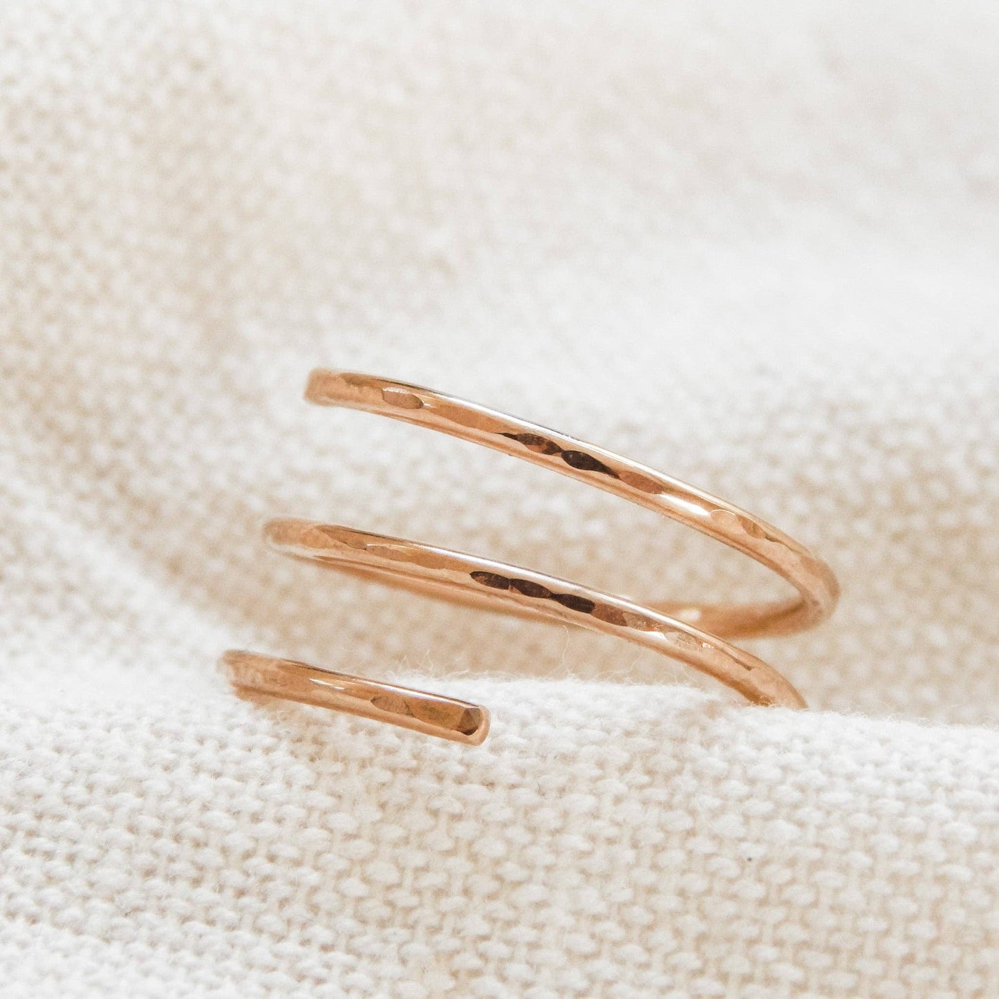 Hammered Wrap Ring - Waterproof, Open Sizing, Hypoallergenic