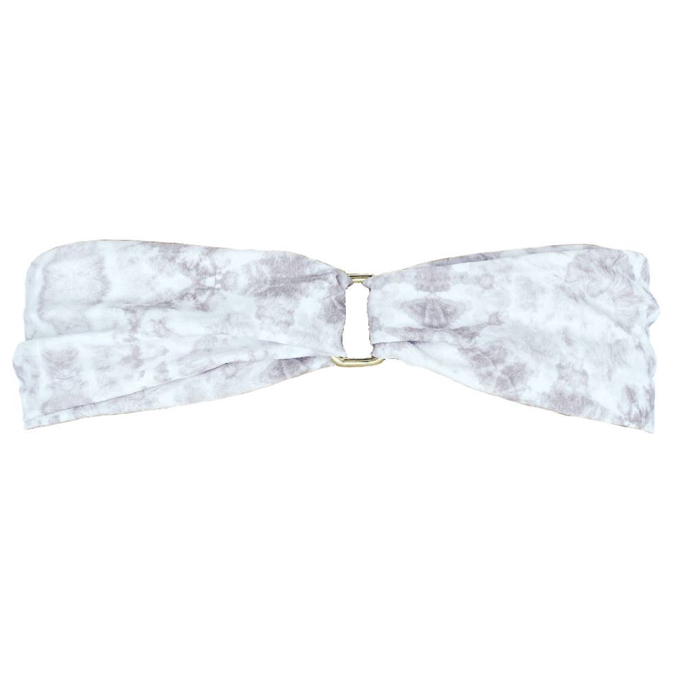 Gold Accent Twist Turban - Taupe Tie Dye