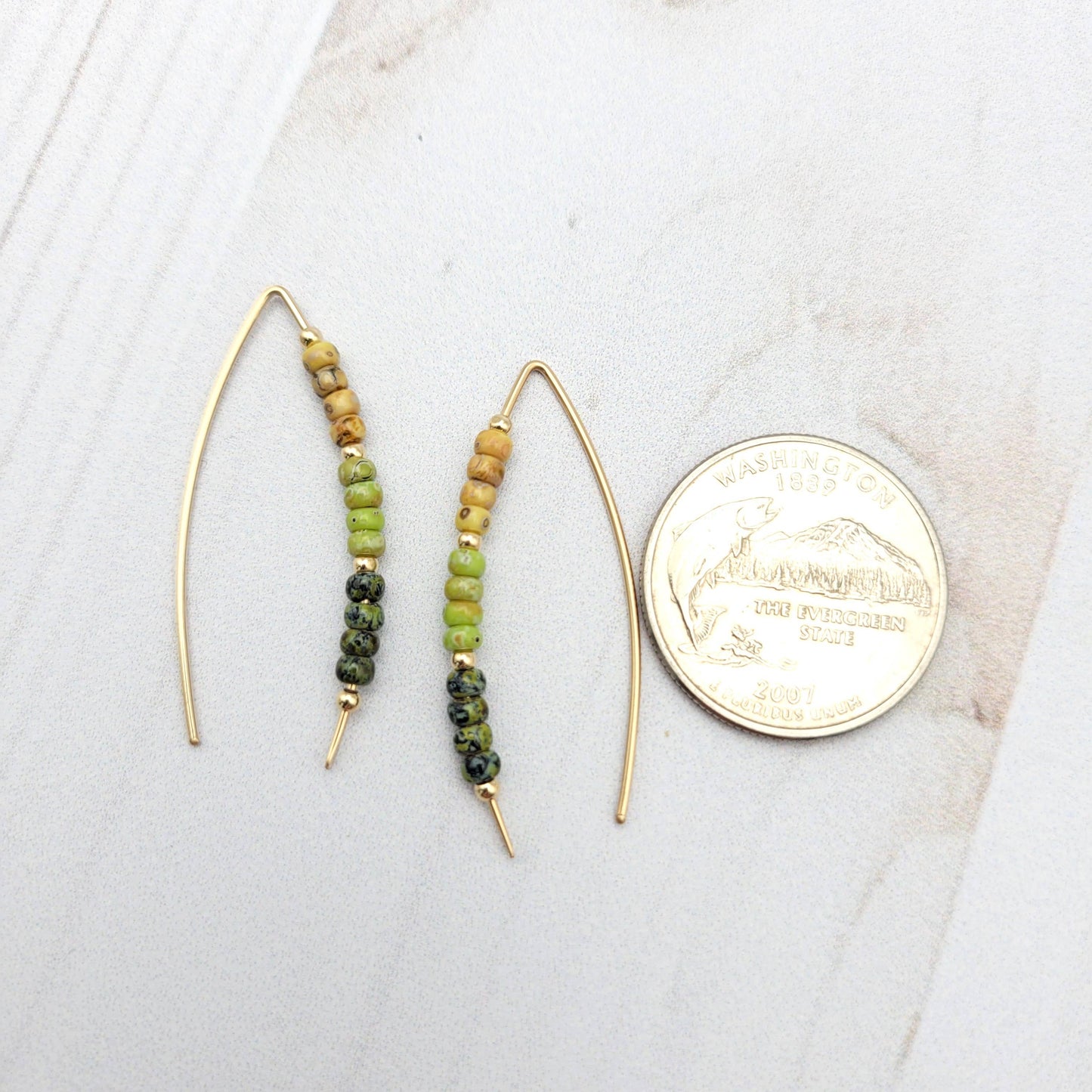 Spring Colored Beaded Gold Threader Earrings