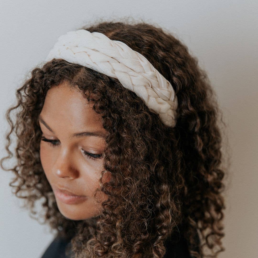 Blushing Braid Headband - Ivory | Shimmery Double Braid