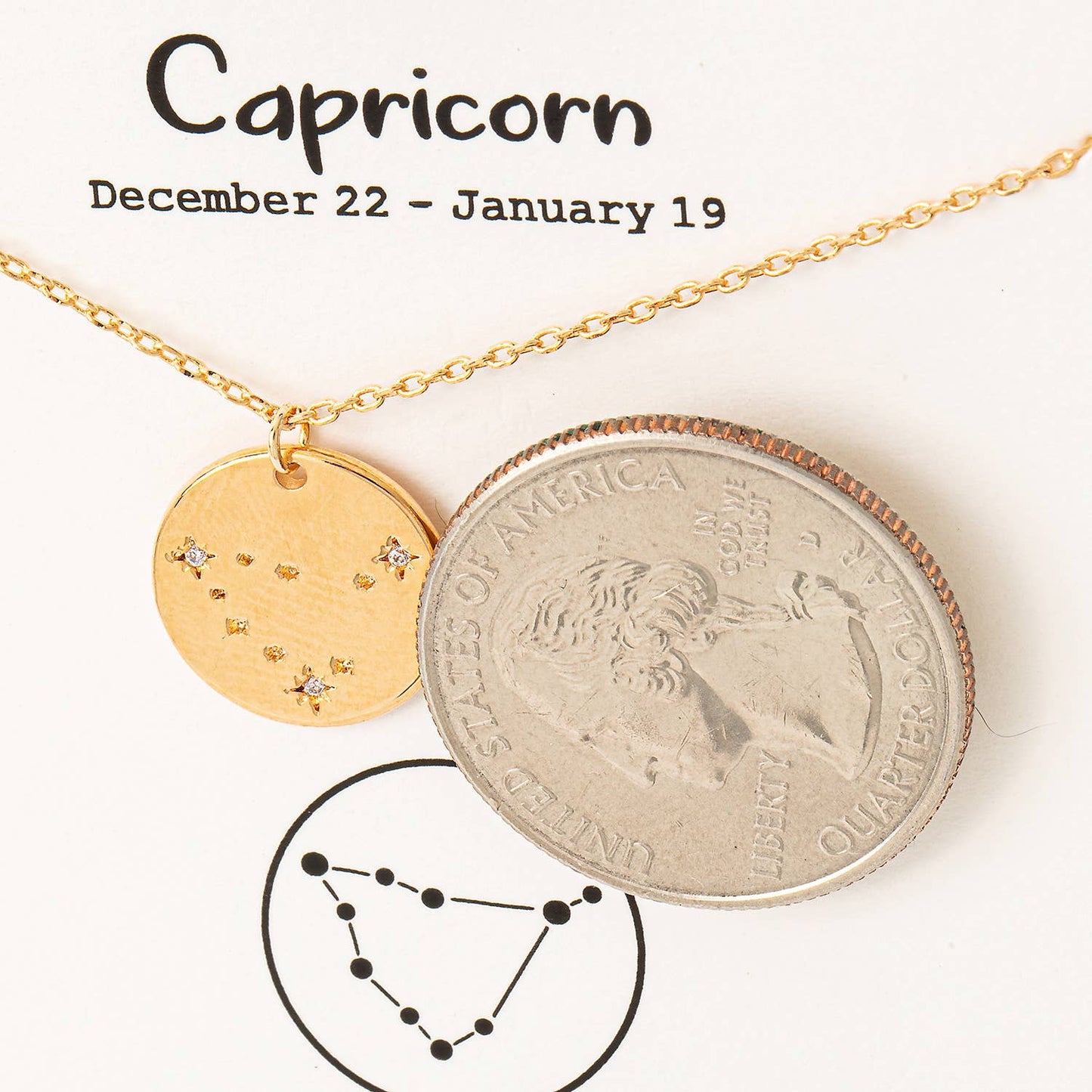 Gold Dipped Capricorn Zodiac Coin Necklace