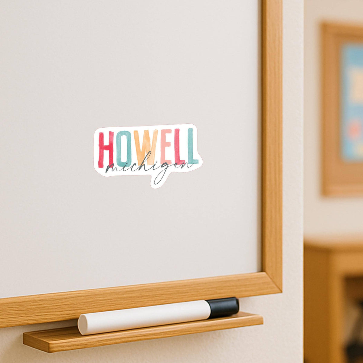 Vinyl Magnet-Watercolor City Howell Michigan