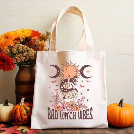 Bad Witch Vibes Halloween Canvas Tote Bag