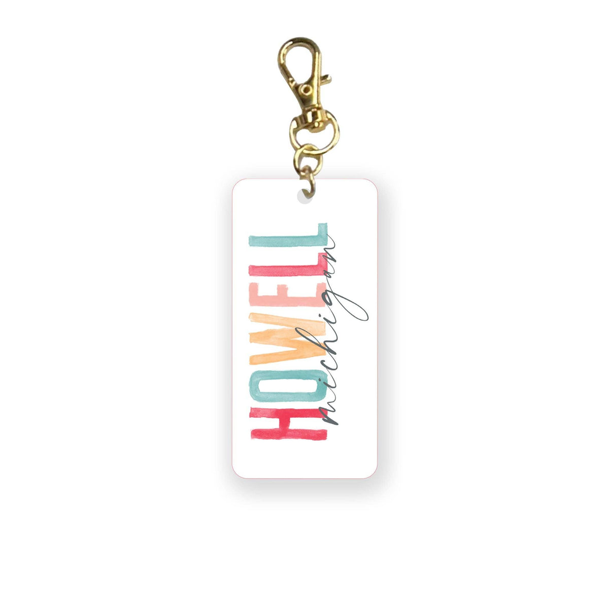 Acrylic Keychain-Watercolor City Howell Michigan