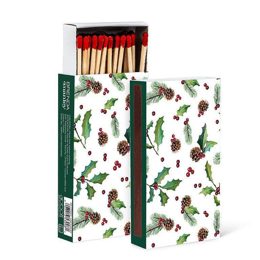 Holly, Pinecones & Berries Matches-45 sticks-4"L