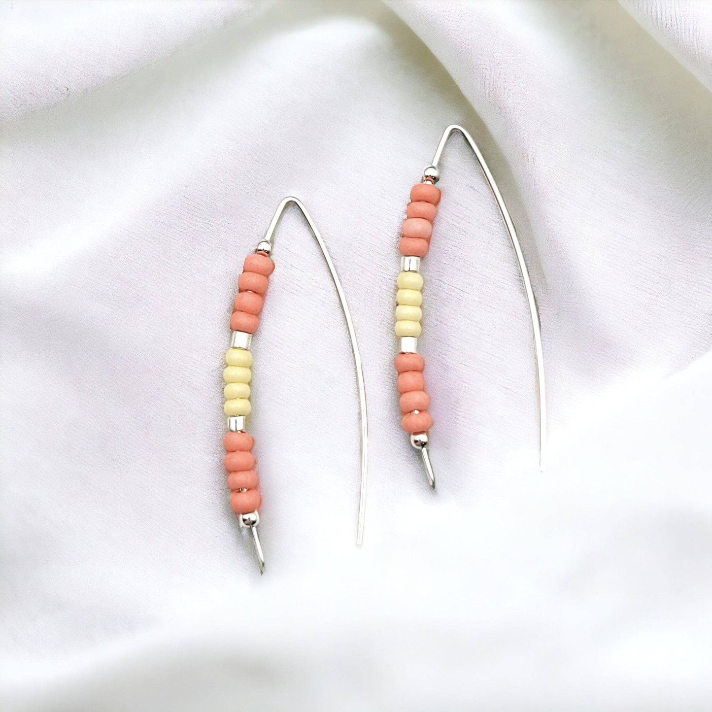 Silver Threader Earrings with Summer Beads