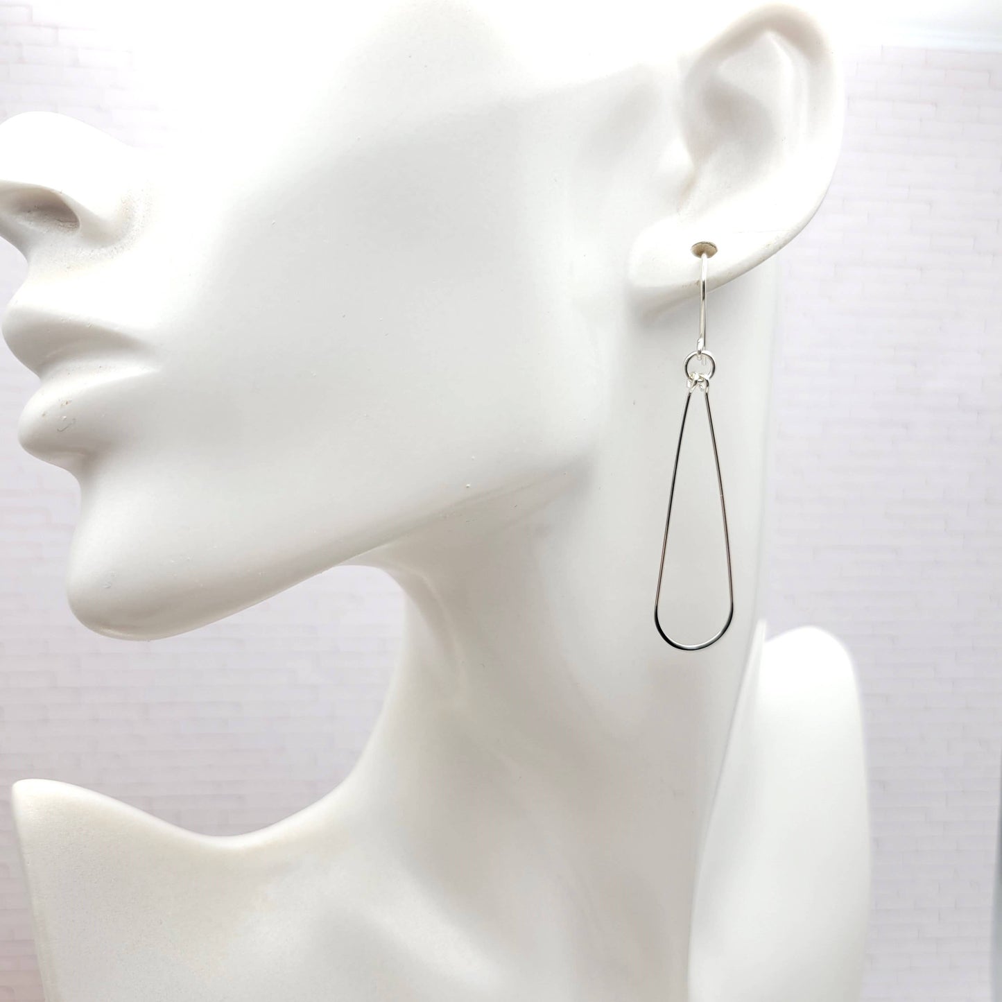 Long Silver Hoops - Handmade Earrings