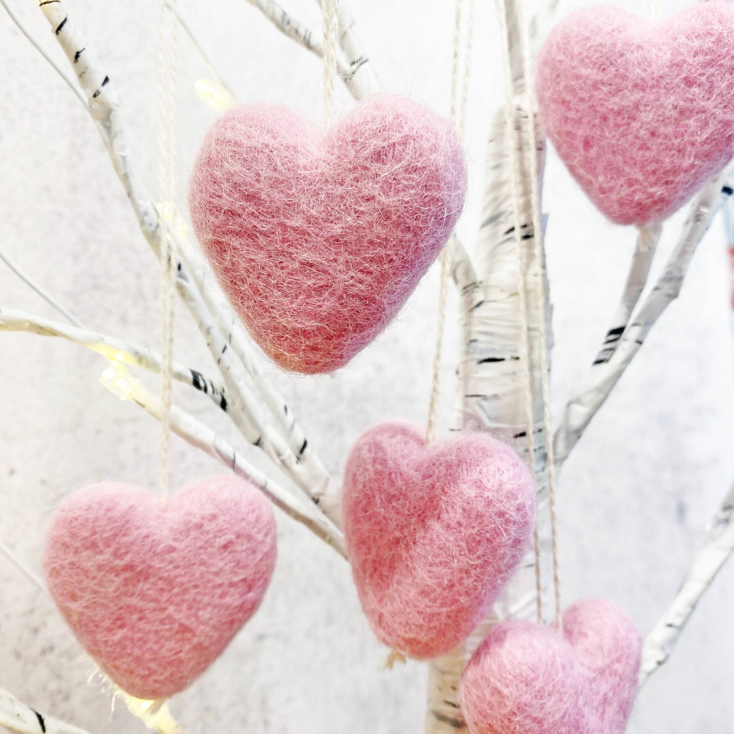 Felt Heart Ornament Singles Baby Pink
