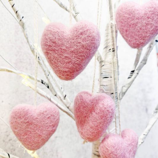 Felt Heart Ornament Singles Baby Pink