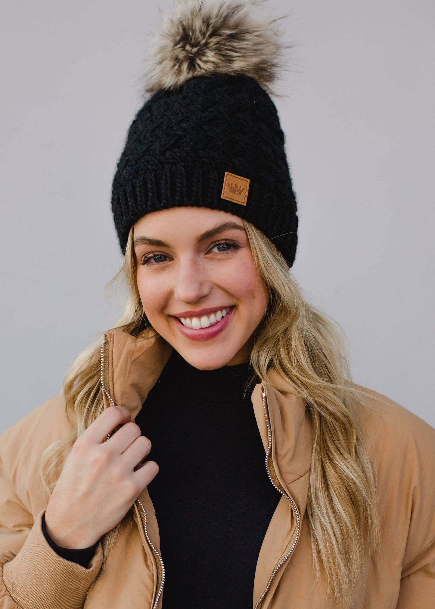 Black Knit Pom Hat