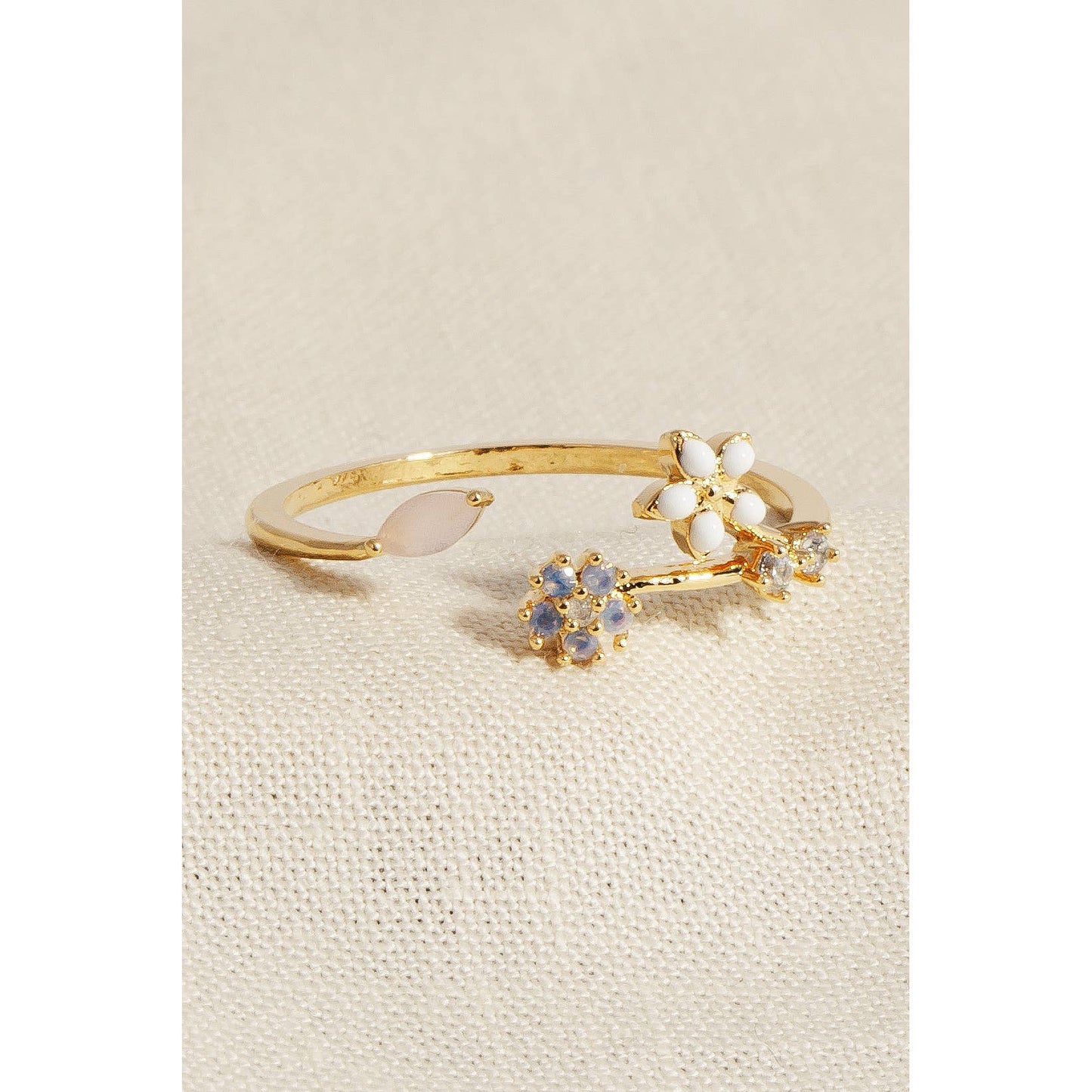 Flower Studded Open Ring