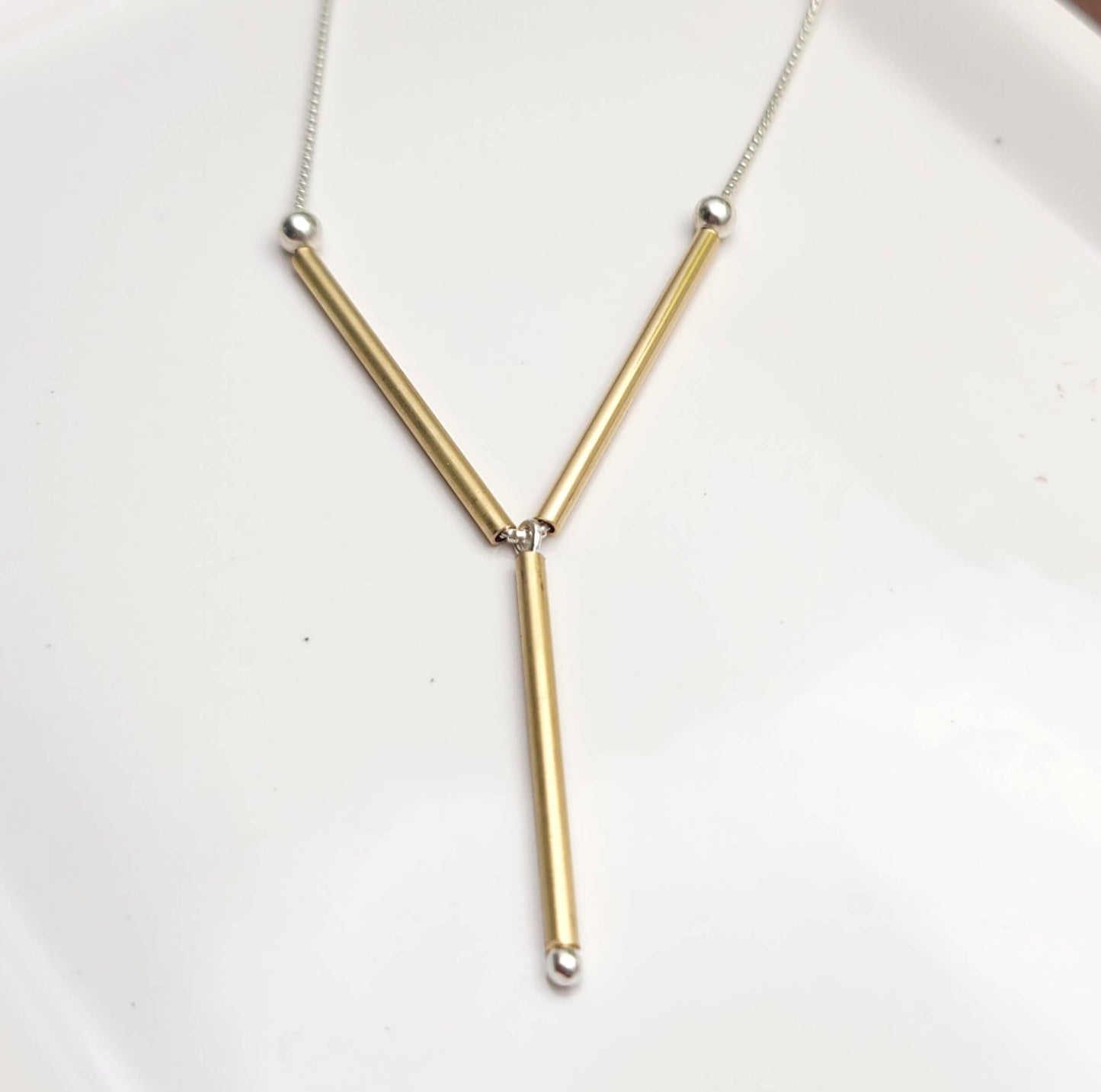 Sterling Silver, 14K Gold Lariat Necklace