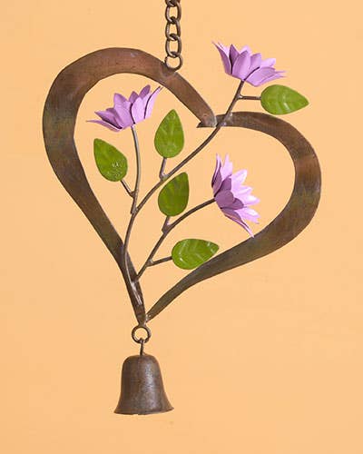 Multicolor Flowers on Heart Single Ornament