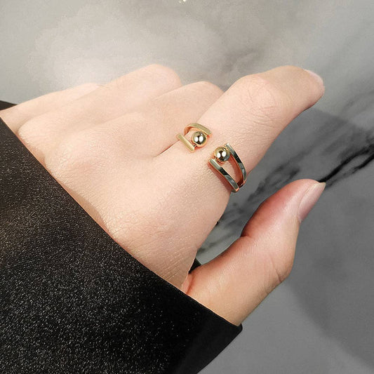 Round Beads Fidget Spinner Ring in Solid Copper