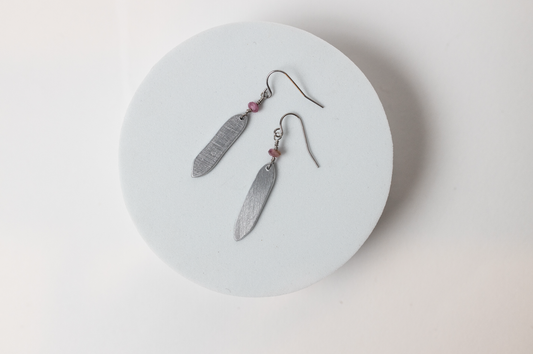 Essence Pink Tourmaline & Aluminum Earrings