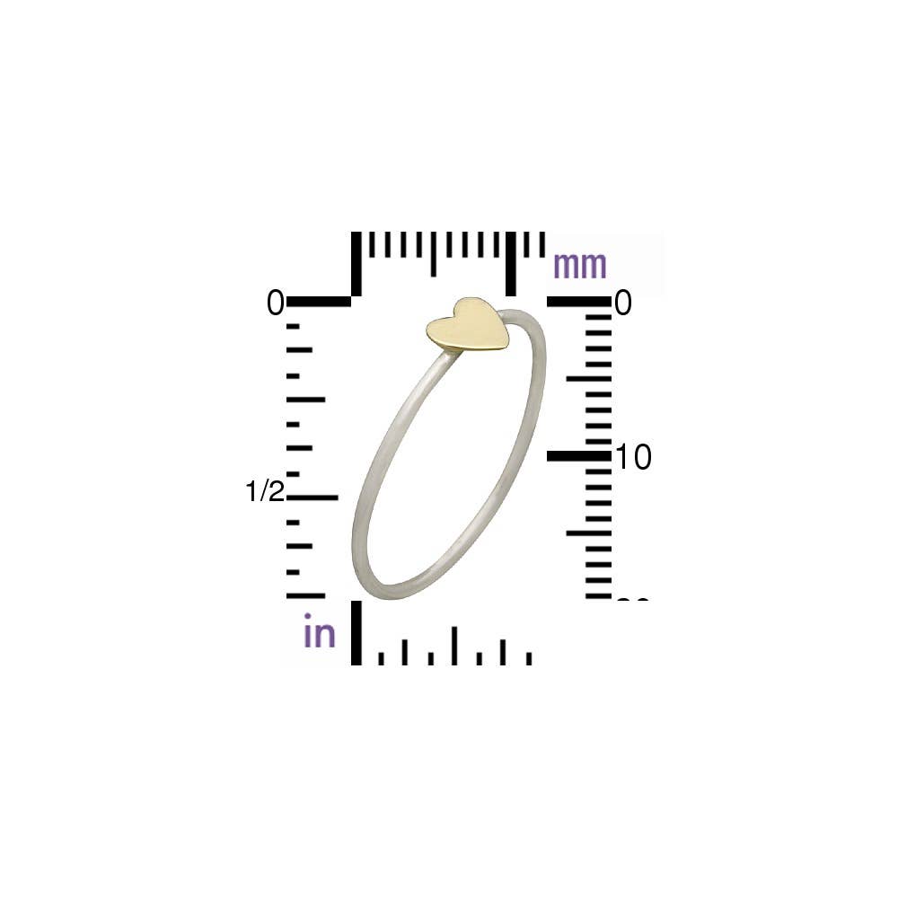 Sterling Silver Ring with Tiny Bronze Heart