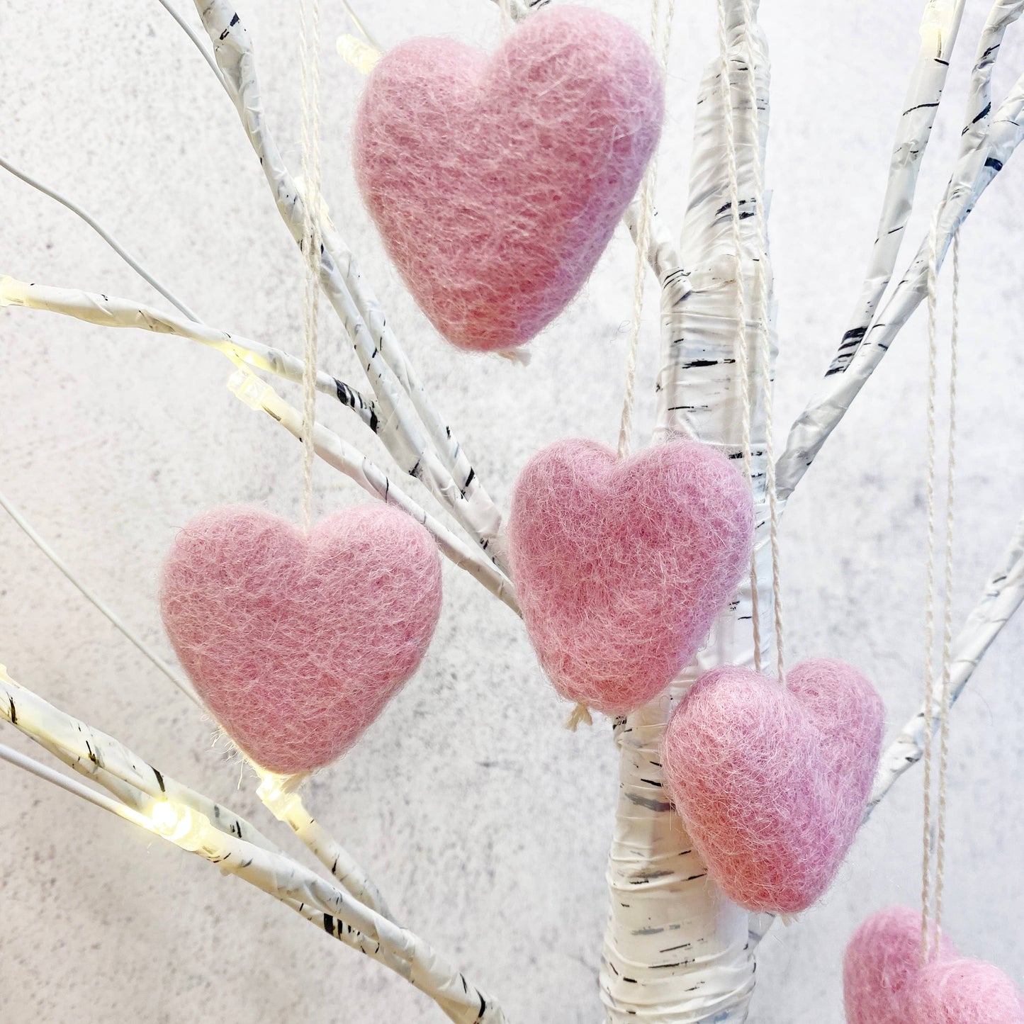 Felt Heart Ornament Singles Baby Pink