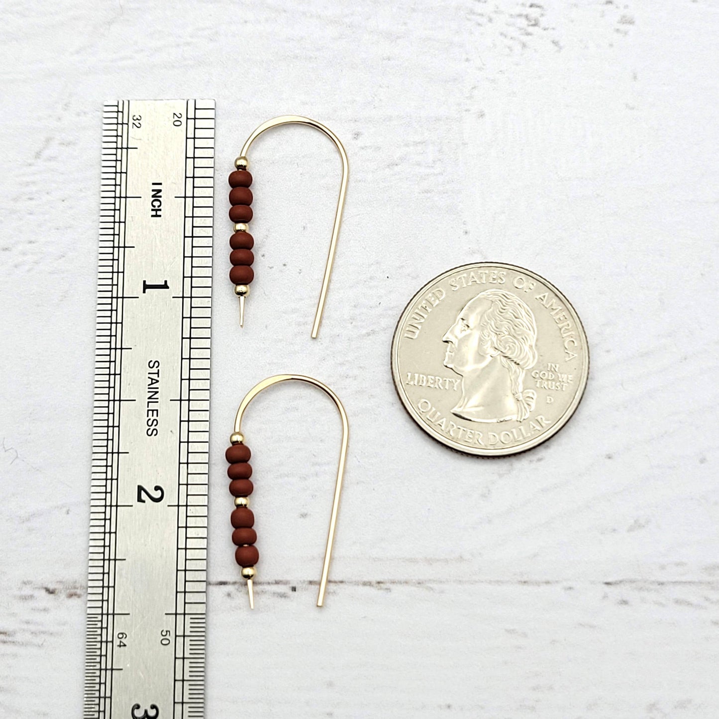 Fall Color Beaded Earrings in 14k Gold Filled - Burnt Sienna