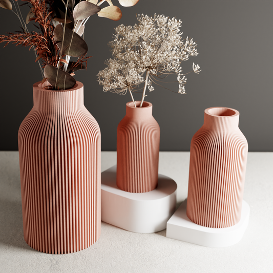 3D-Printed EcoFriendly Bottle Vase - 3 Sizes / Styles