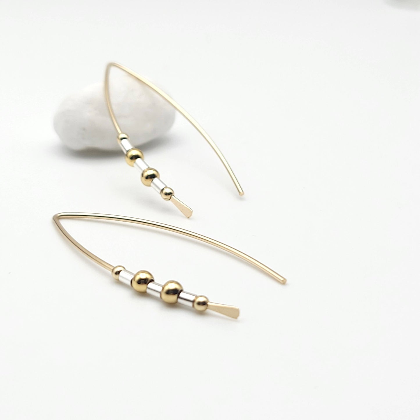 14k Gold and Sterling Silver Open Hoop earrings