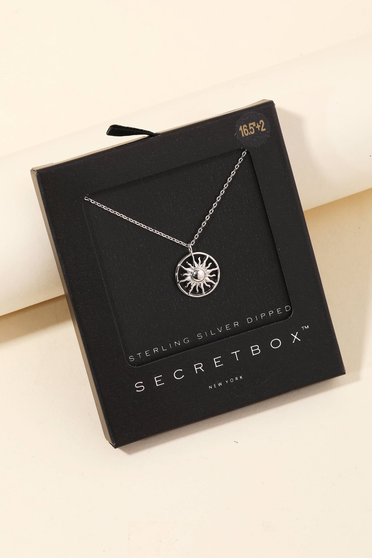 Secret Box Gold Dipped Circle Sun Pendant Necklace