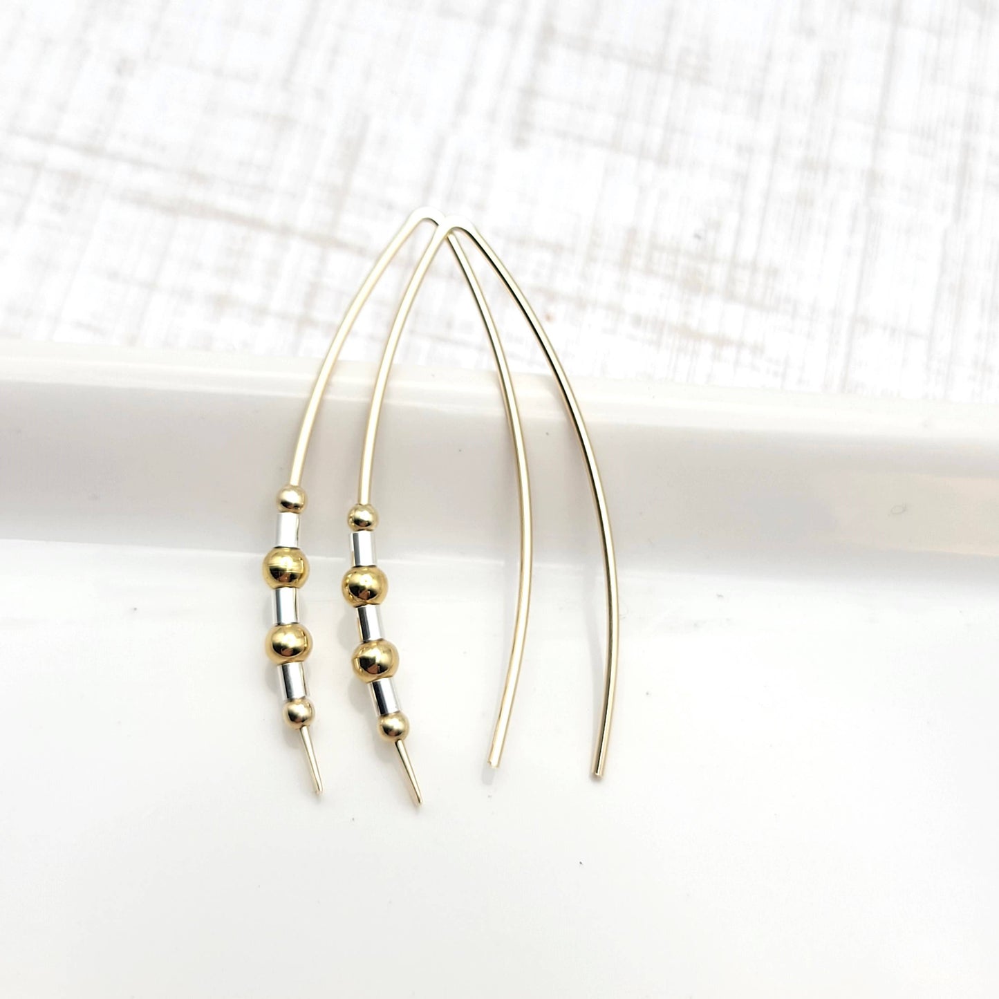 14k Gold and Sterling Silver Open Hoop earrings