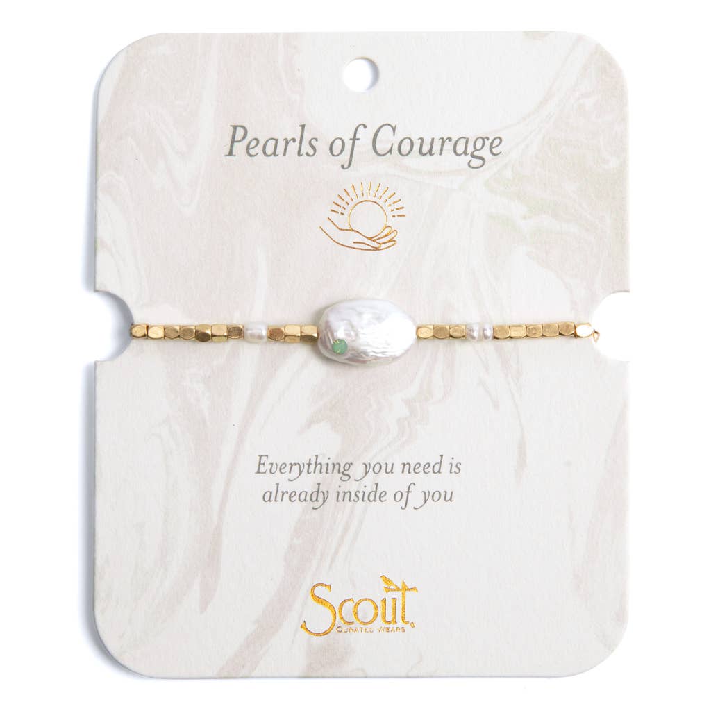 Pearl Affirmation Bracelet - Courage/Gold