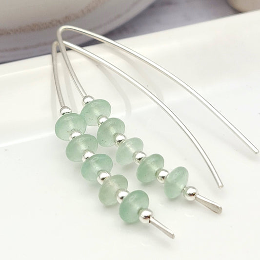 Green Aventurine and Sterling Silver Threaders