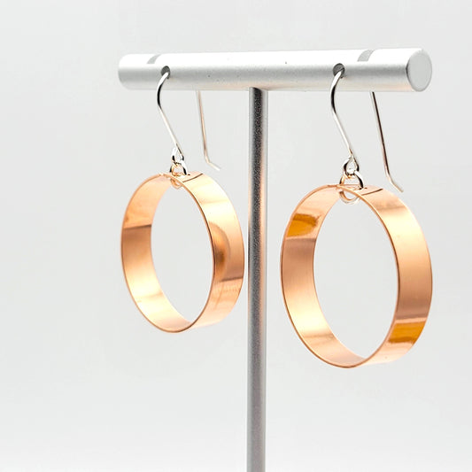 Shiny Copper Hoop Statement Earrings