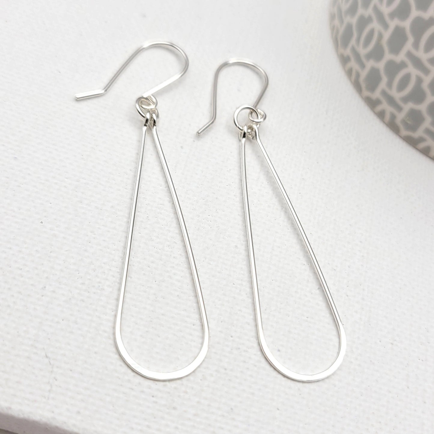 Long Silver Hoops - Handmade Earrings