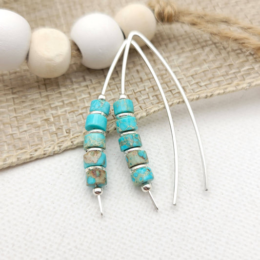 Modern Turquoise and Sterling Silver Threaders