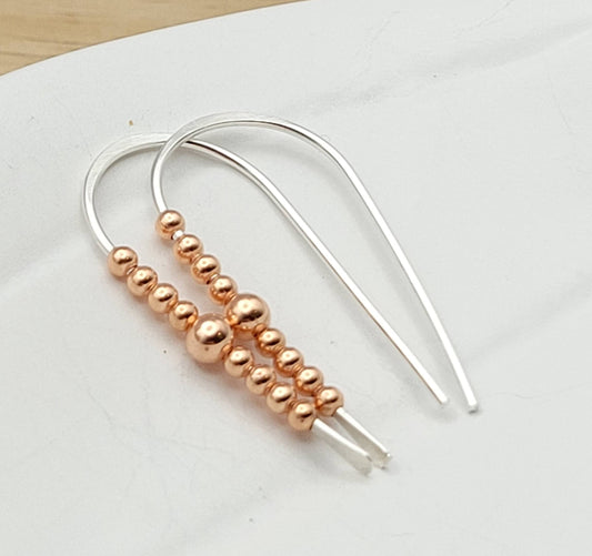 Sterling Silver and Copper Threader Earring