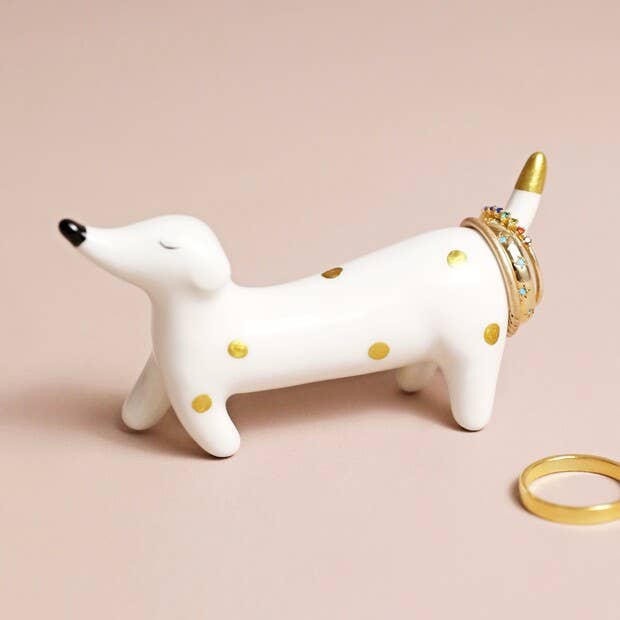 Ceramic Sausage Dog Ring Holder