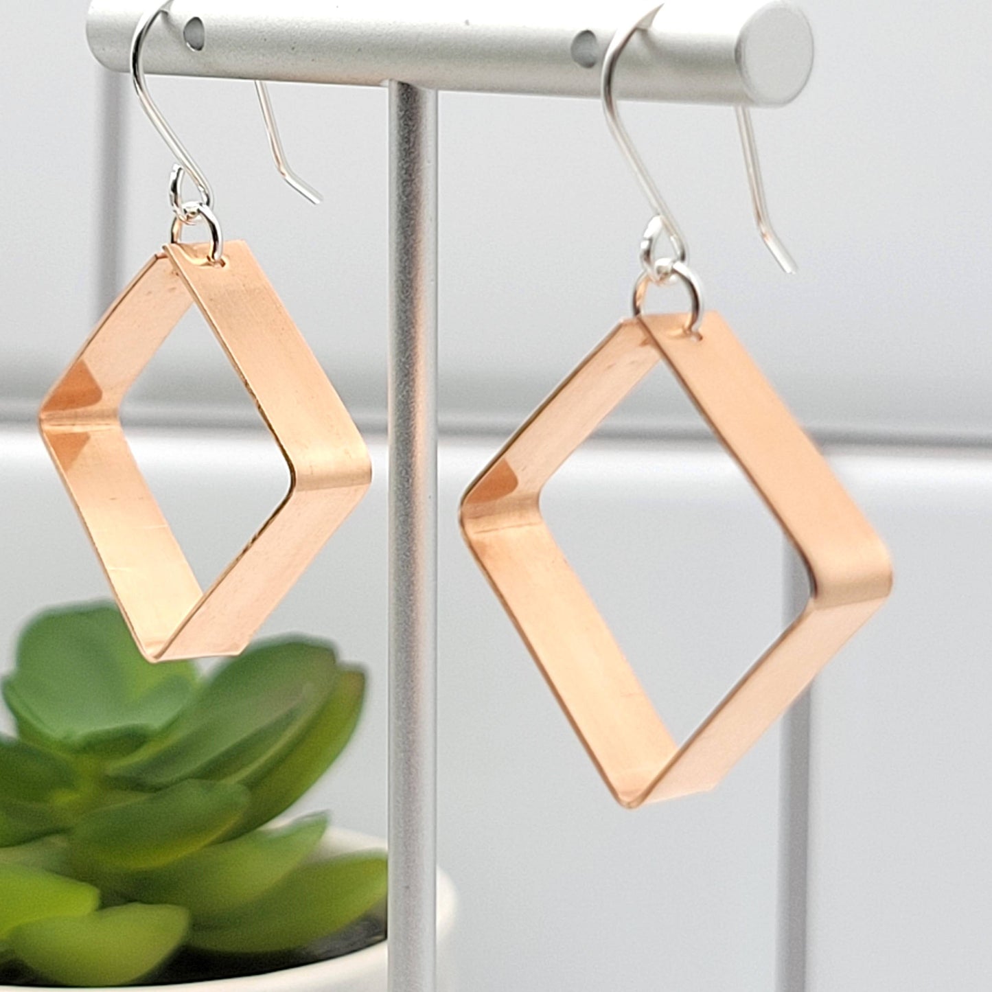 Square Shiny Copper Hoop Earrings