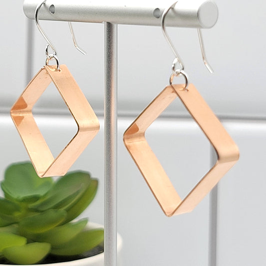 Square Shiny Copper Hoop Earrings