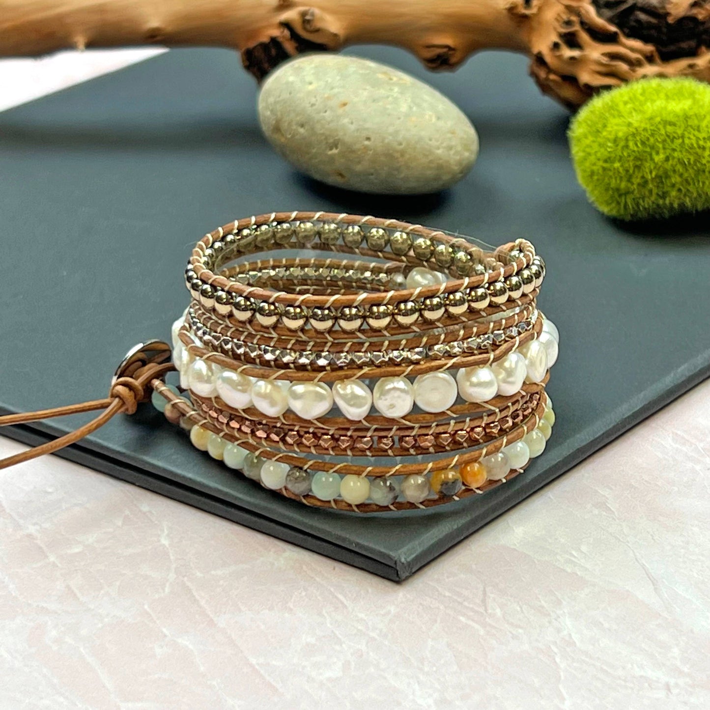 Multi-Stone Five Wrap Bracelet