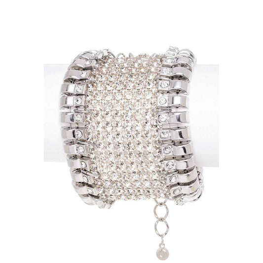 Mix Chain Mesh Rhinestone Statement Bracelet