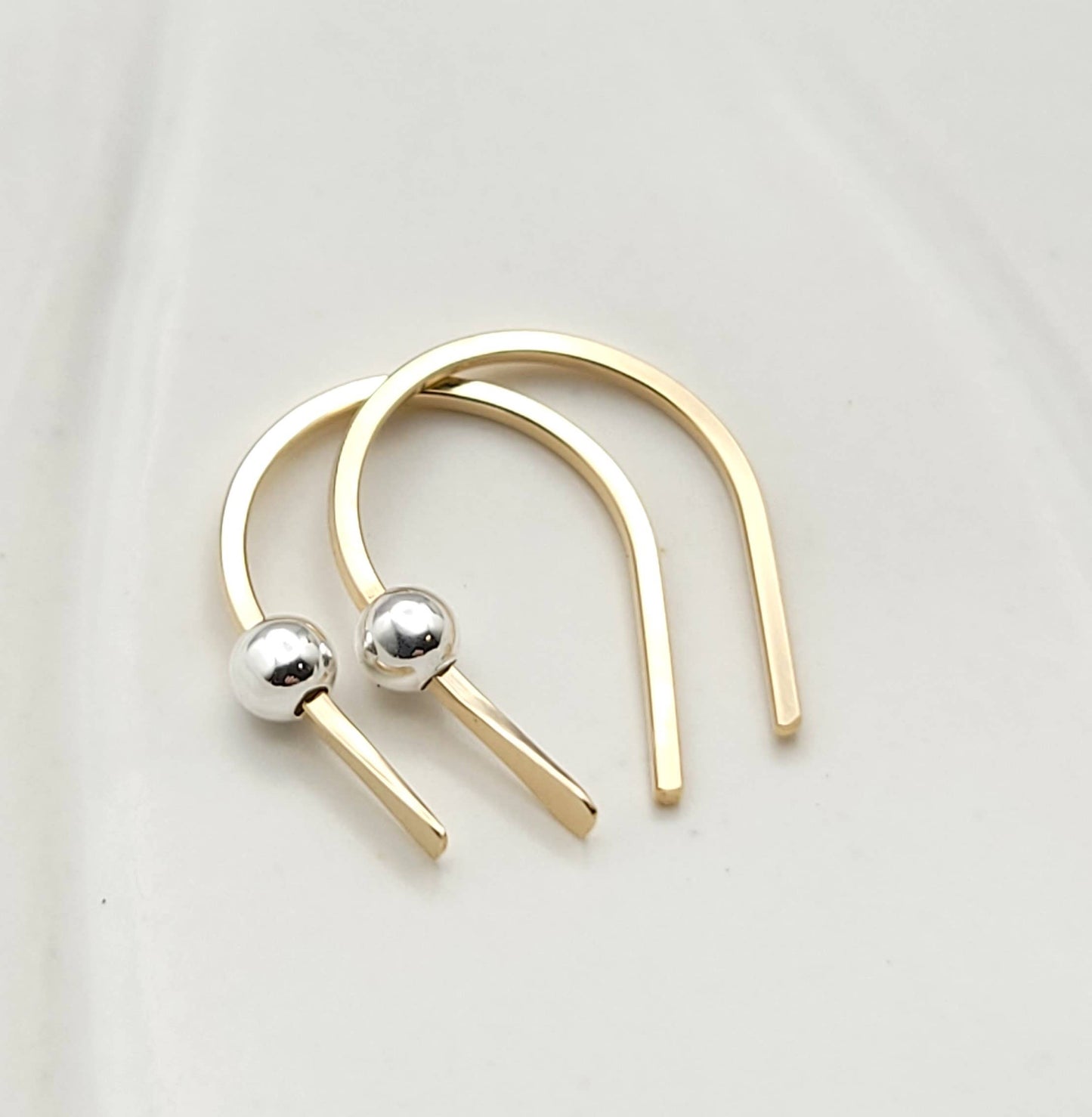 Tiny Gold and Silver Hugger Earrings