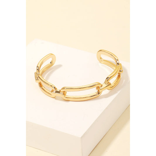 Secret Box Solid Oval Chain Cuff Bracelet