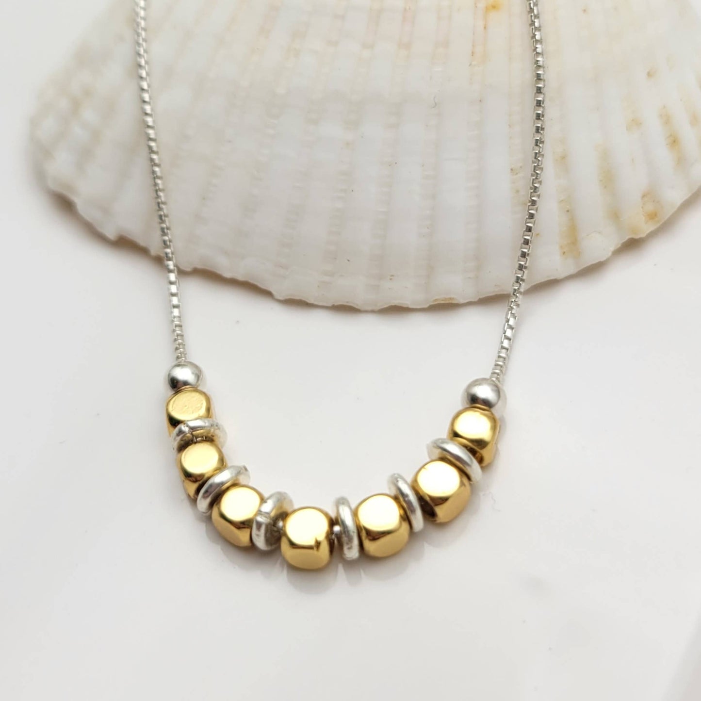 Sterling Silver & Gold Beaded Chain Necklace