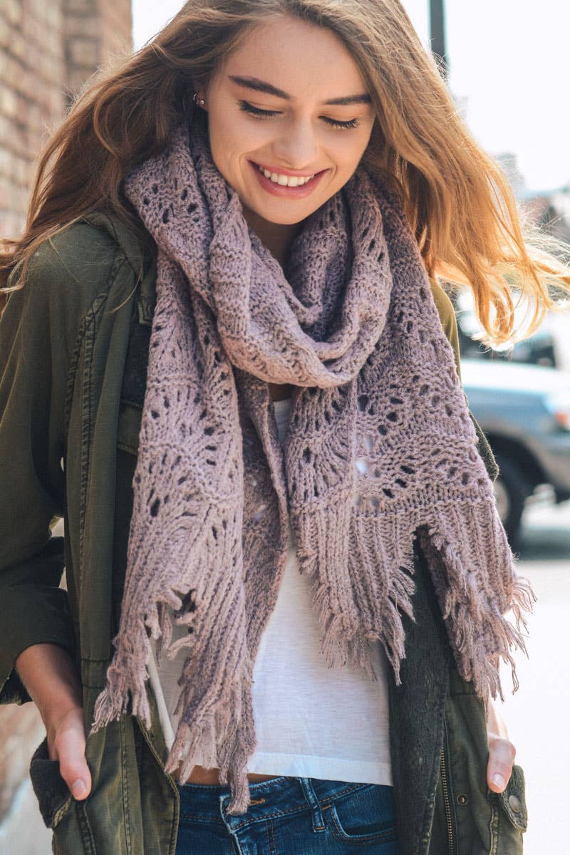 Feather Knit Boho Scarf