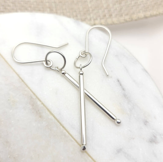 Silver Bar Dangle Earrings