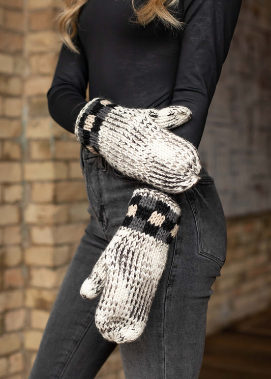 Grey Heather Mittens w/ Grey & Tan Plaid Trim