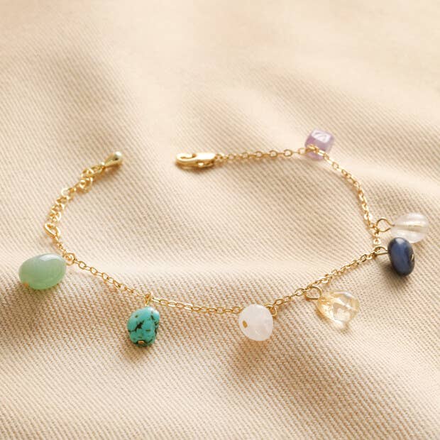 Semi Precious Healing Stones Bracelet Gold